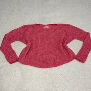Anthropologie Women Pink Wool Blend Knit Cropped Sweater